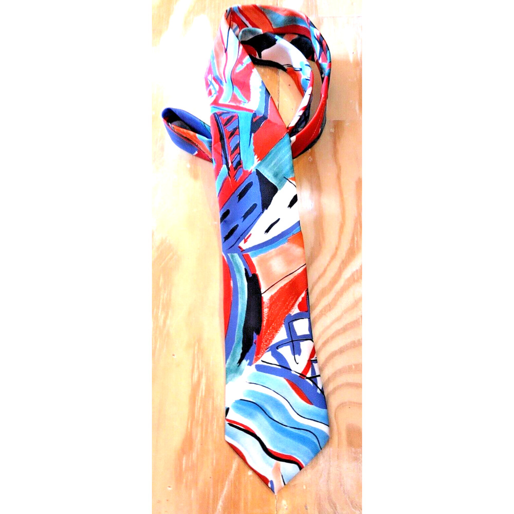 Vintage Pierre Cardin Slim Men's Tie Watercolor Design 100% Dacron Polyester